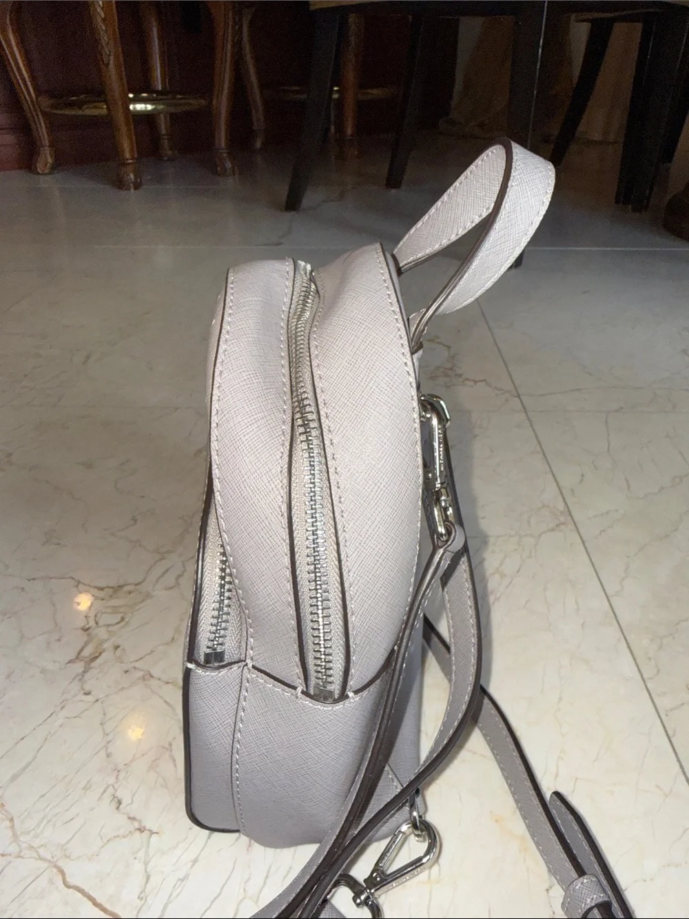 Michael Kors Light Gray Perforated Mini Backpack